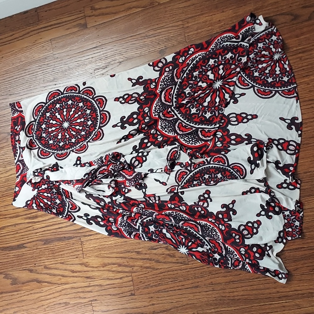100% Silk Nieves Lavi Wrap Skirt Tie Waist Maxi